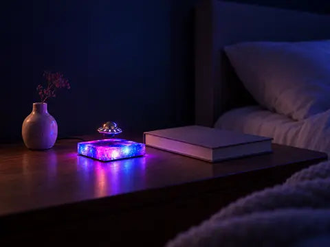 The lamp on a bedside table