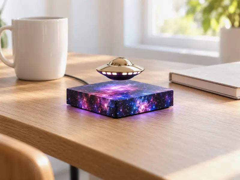 The lamp on a light oak desk in daylight