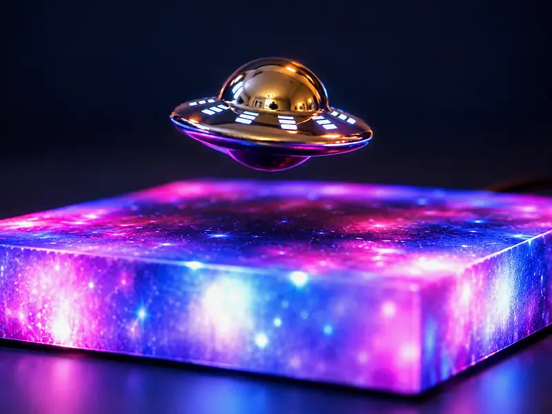 Close-up of the glowing windows around the UFO rim