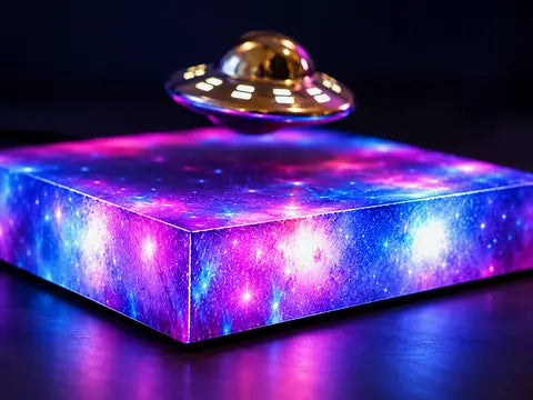 Close-up of the glowing galaxy base